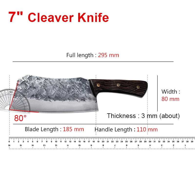 Professional Handmade Forged Kitchen Knife High Carbon Steel Chef Slicing Chopping Butcher Knife Traditional Cooking Tools