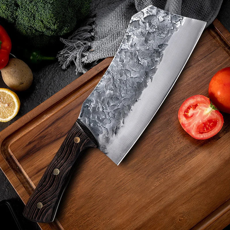 Professional Handmade Forged Kitchen Knife High Carbon Steel Chef Slicing Chopping Butcher Knife Traditional Cooking Tools