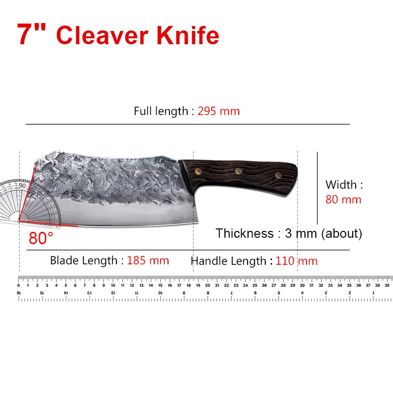 Professional Handmade Forged Kitchen Knife High Carbon Steel Chef Slicing Chopping Butcher Knife Traditional Cooking Tools