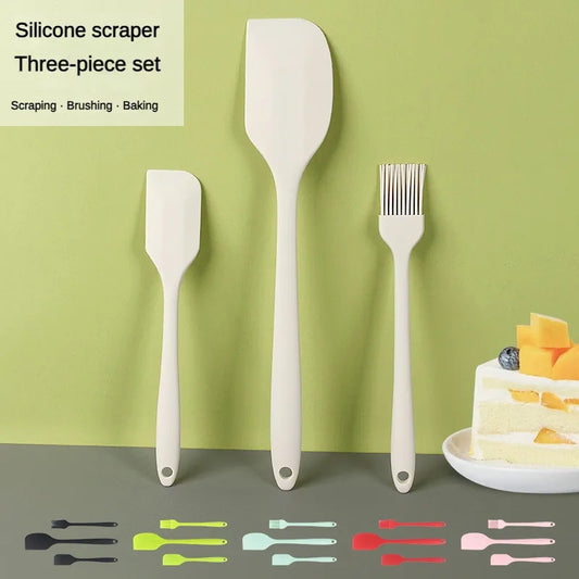 3 piece kitchen baking set all in one silicone spatula oil brush baking butter spatula single cake scraper baking tool