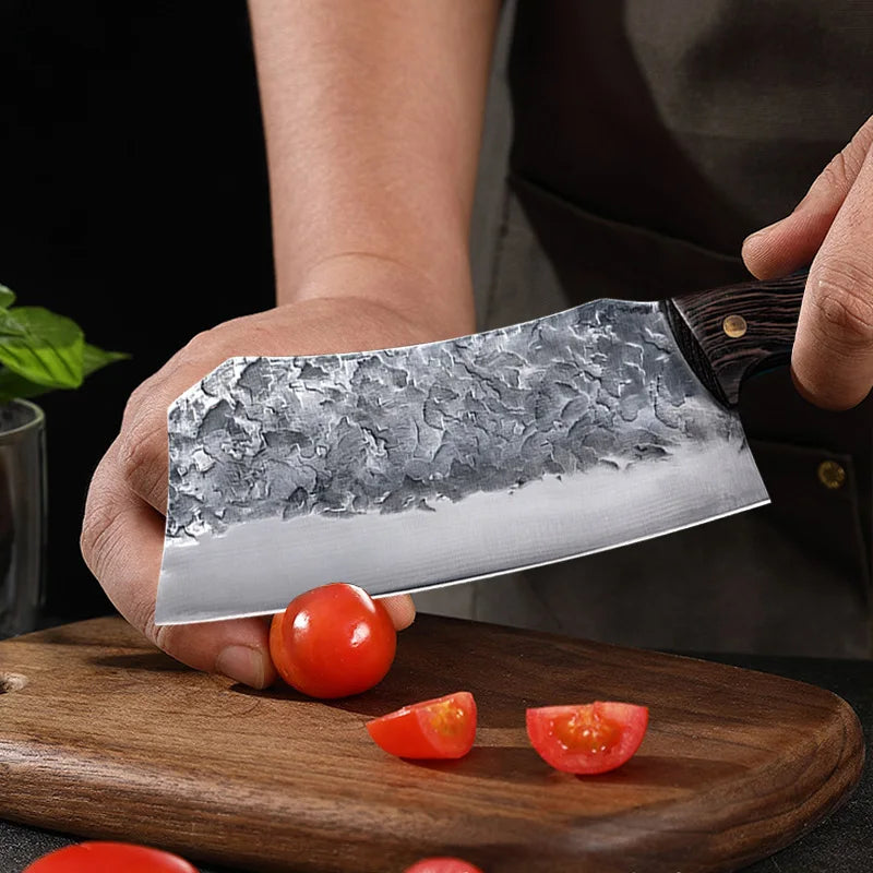 Professional Handmade Forged Kitchen Knife High Carbon Steel Chef Slicing Chopping Butcher Knife Traditional Cooking Tools