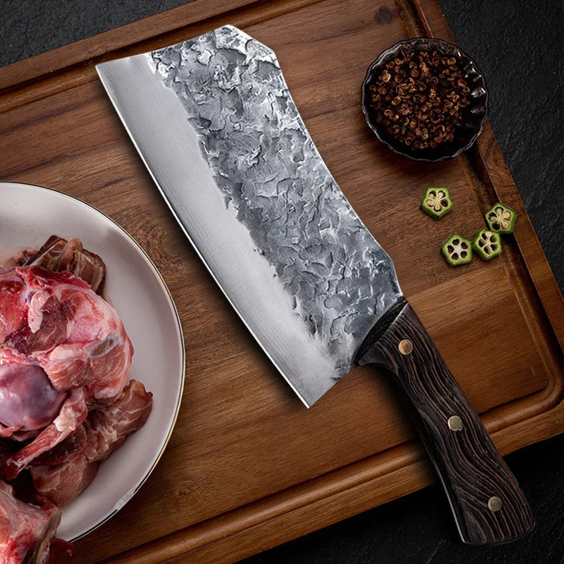 Professional Handmade Forged Kitchen Knife High Carbon Steel Chef Slicing Chopping Butcher Knife Traditional Cooking Tools